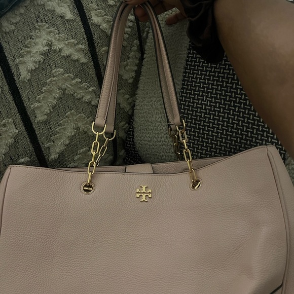 Tory Burch Carter Tote Nude Pink Pebbled Leather - Picture 2 of 3